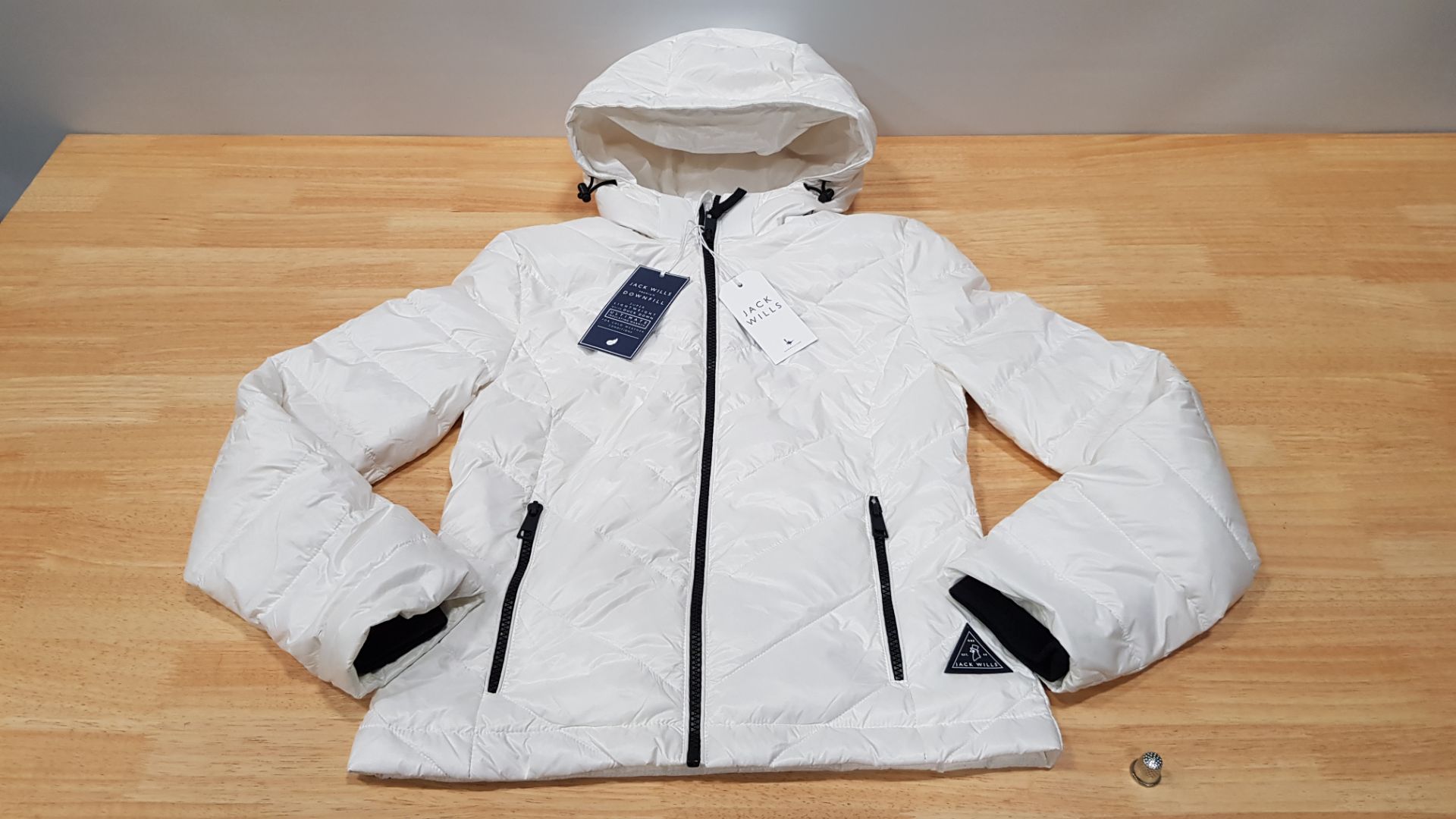 5 X BRAND NEW JACK WILLS ADDINGTON LIGHTWEIGHT HOODED PUFFER JACKET IN WHITE UK SIZE 6 RRP £90.00 (