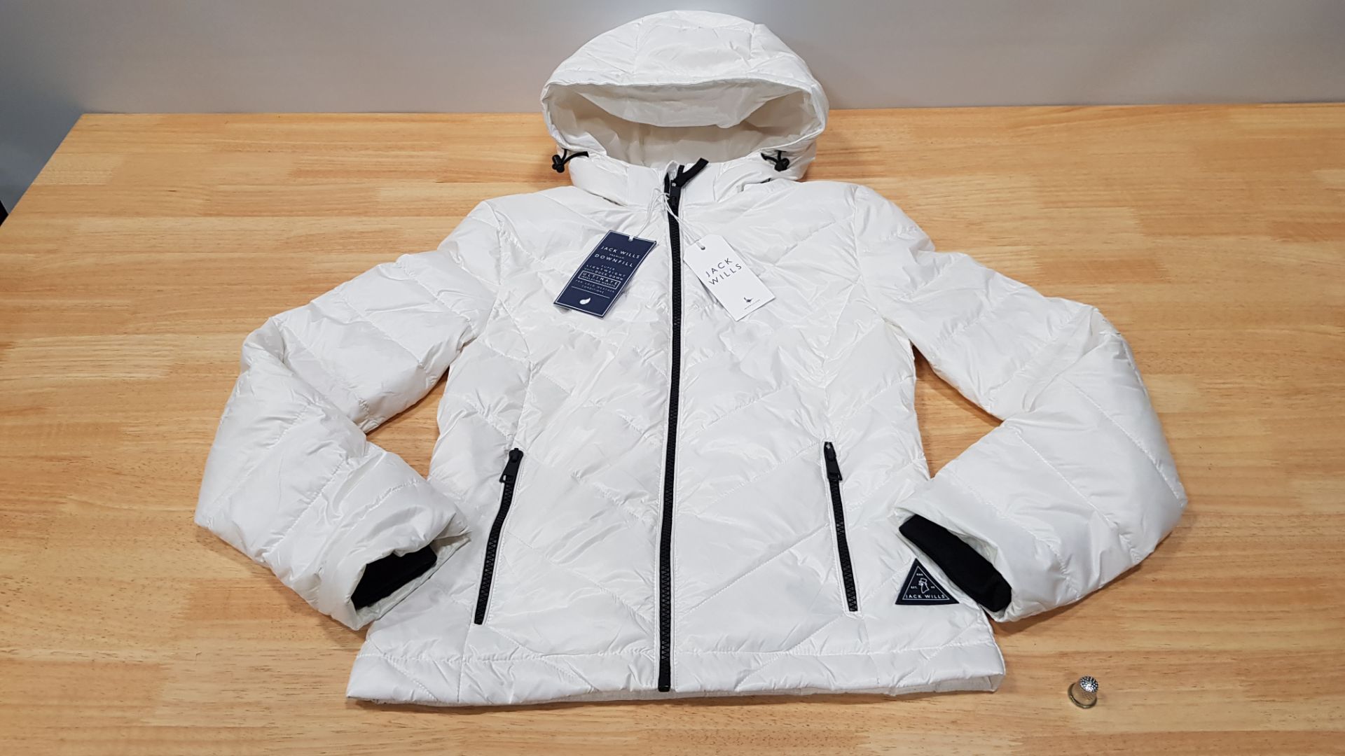 5 X BRAND NEW JACK WILLS ADDINGTON LIGHTWEIGHT HOODED PUFFER JACKET IN WHITE UK SIZE 6 RRP £90.00 (