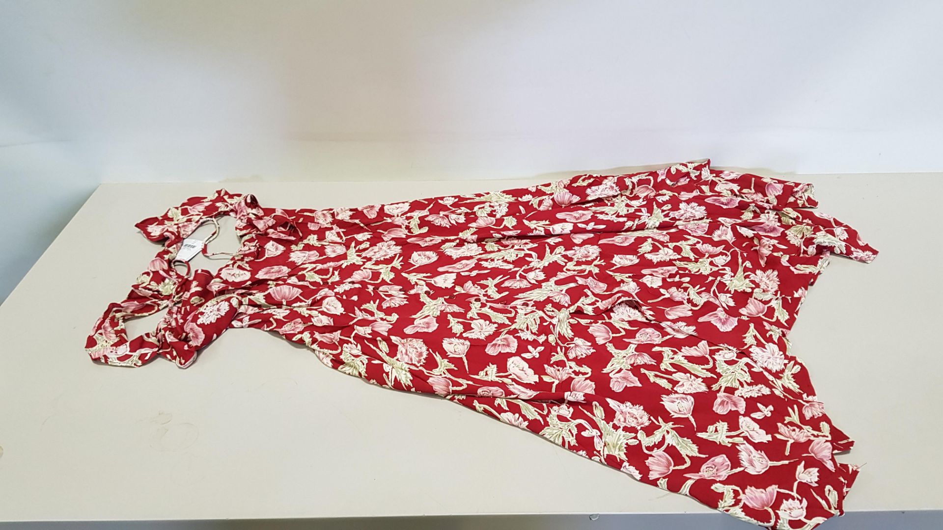 9 X BRAND NEW TOPSHOP RED FLOWER PRINT LONG DRESSES UK SIZE 18 RRP £49.00 (TOTAL RRP £441.00)