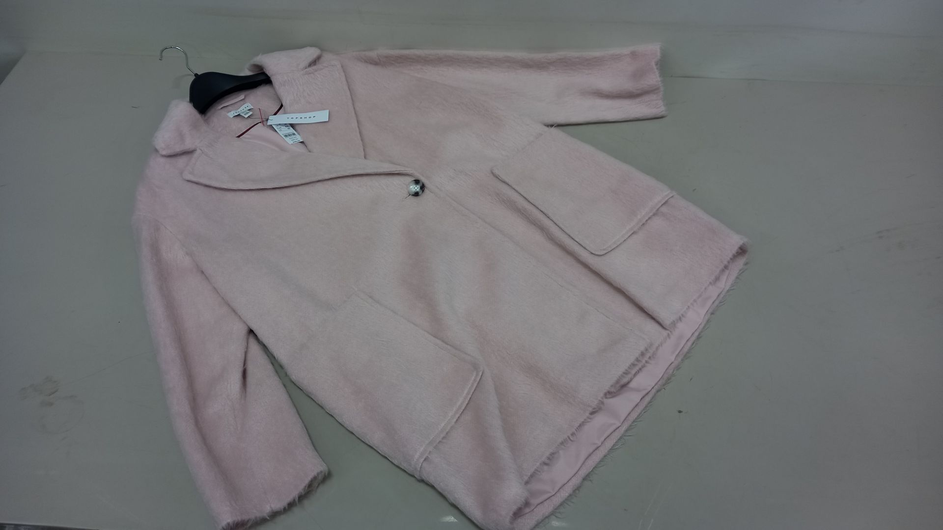4 X BRAND NEW TOPSHOP PINK FUR BUTTONED COATS / JACKETS SIZE 12 AND 14 RRP £65.00 (TOTAL RRP £260.
