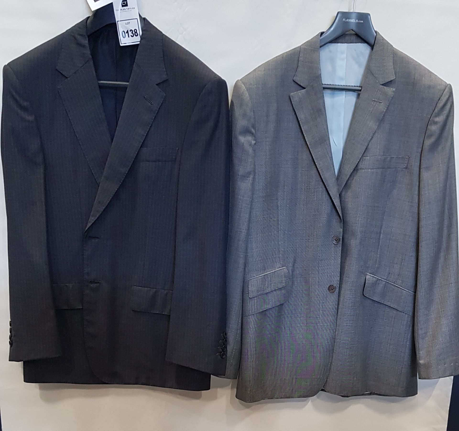 5 X BRAND NEW LUTWYCHE GREY JACKETS IN VARIOUS SIZES & STYLES (NOTE NOT FULLY TAILORED)