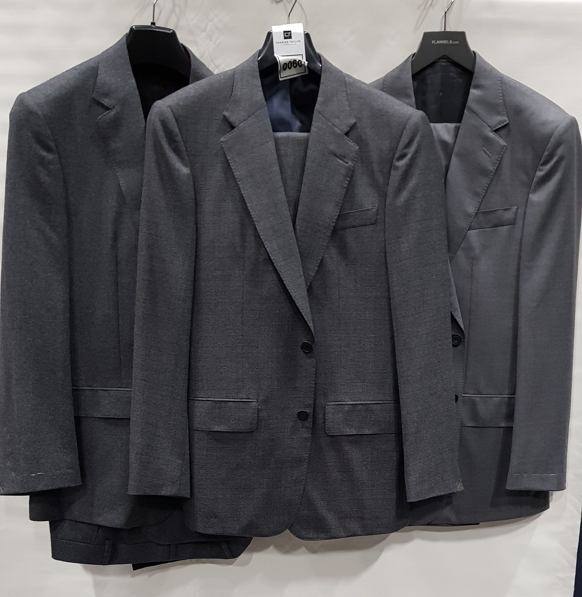 3 X BRAND NEW LUTWYCHE 2 PC GREY SHADES MATCHING SUITS SIZES 40R, 40R, 44R (NOTE NOT FULLY