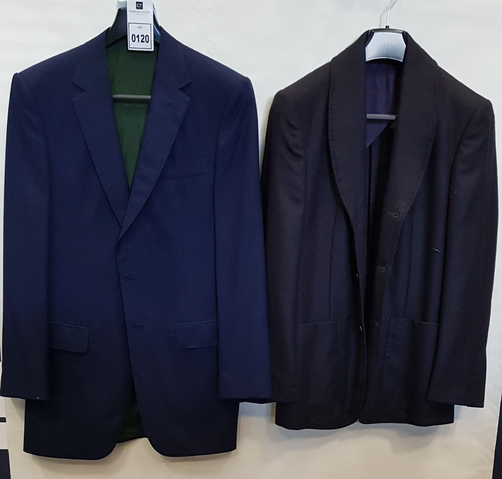 5 X BRAND NEW LUTWYCHE BLUE JACKETS IN VARIOUS SIZES & STYLES (NOTE NOT FULLY TAILORED)