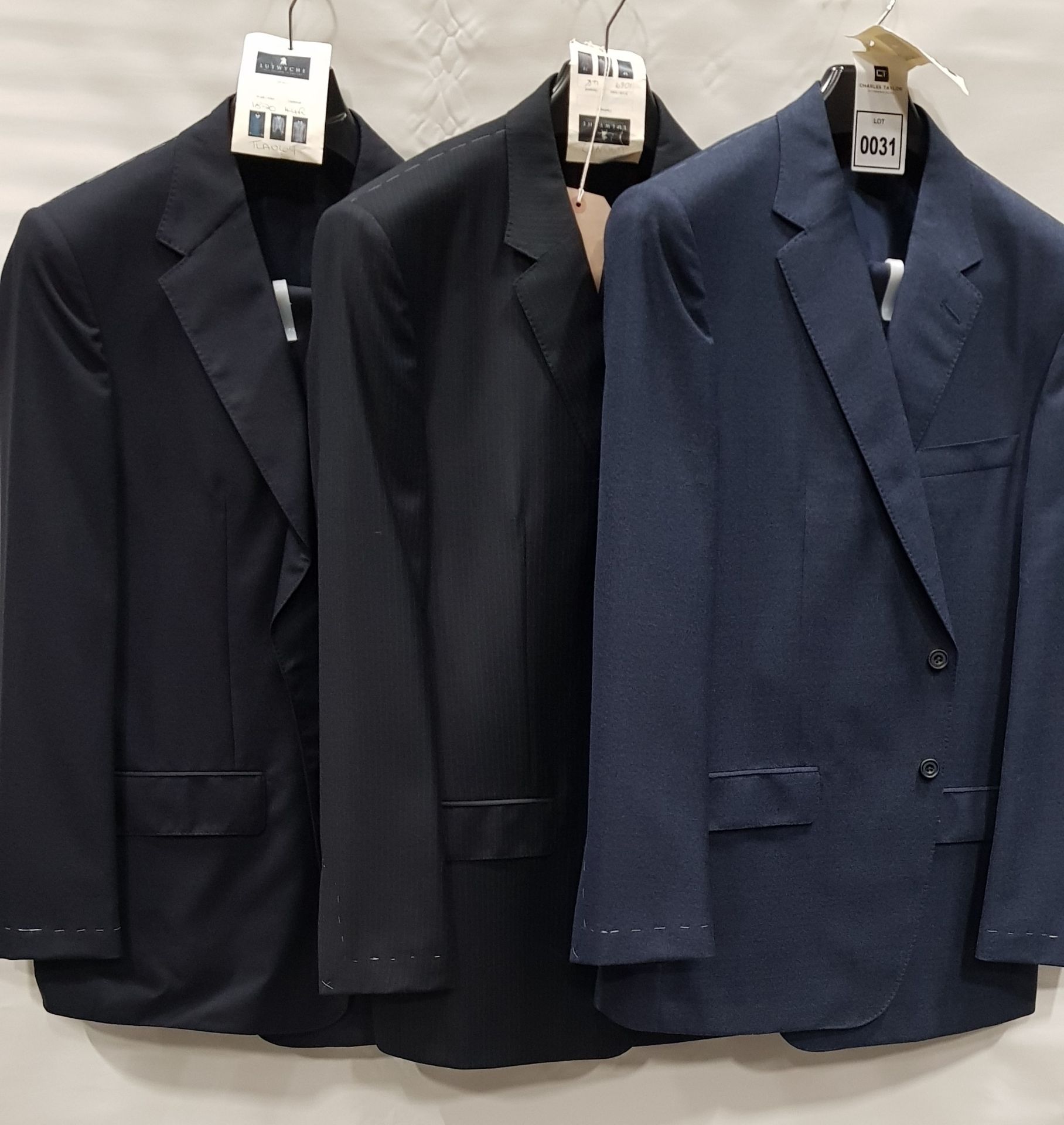 3 X BRAND NEW LUTWYCHE 2 PC DARK BLUE SHADES MATCHING SUITS SIZES 46R, 48, 44R (NOTE NOT FULLY
