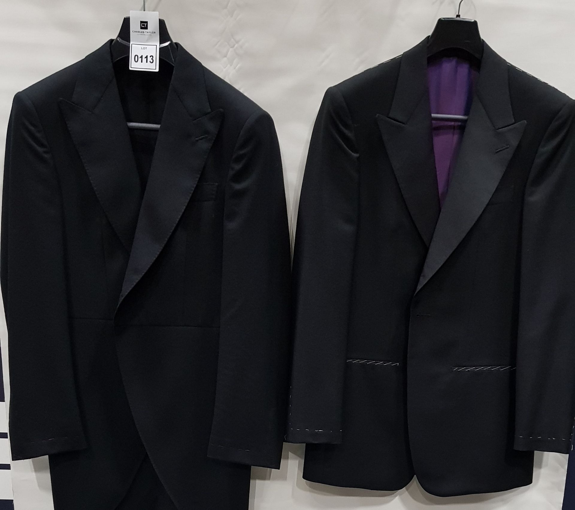 5 X BRAND NEW LUTWYCHE BLACK JACKETS IN VARIOUS SIZES & STYLES (NOTE NOT FULLY TAILORED)