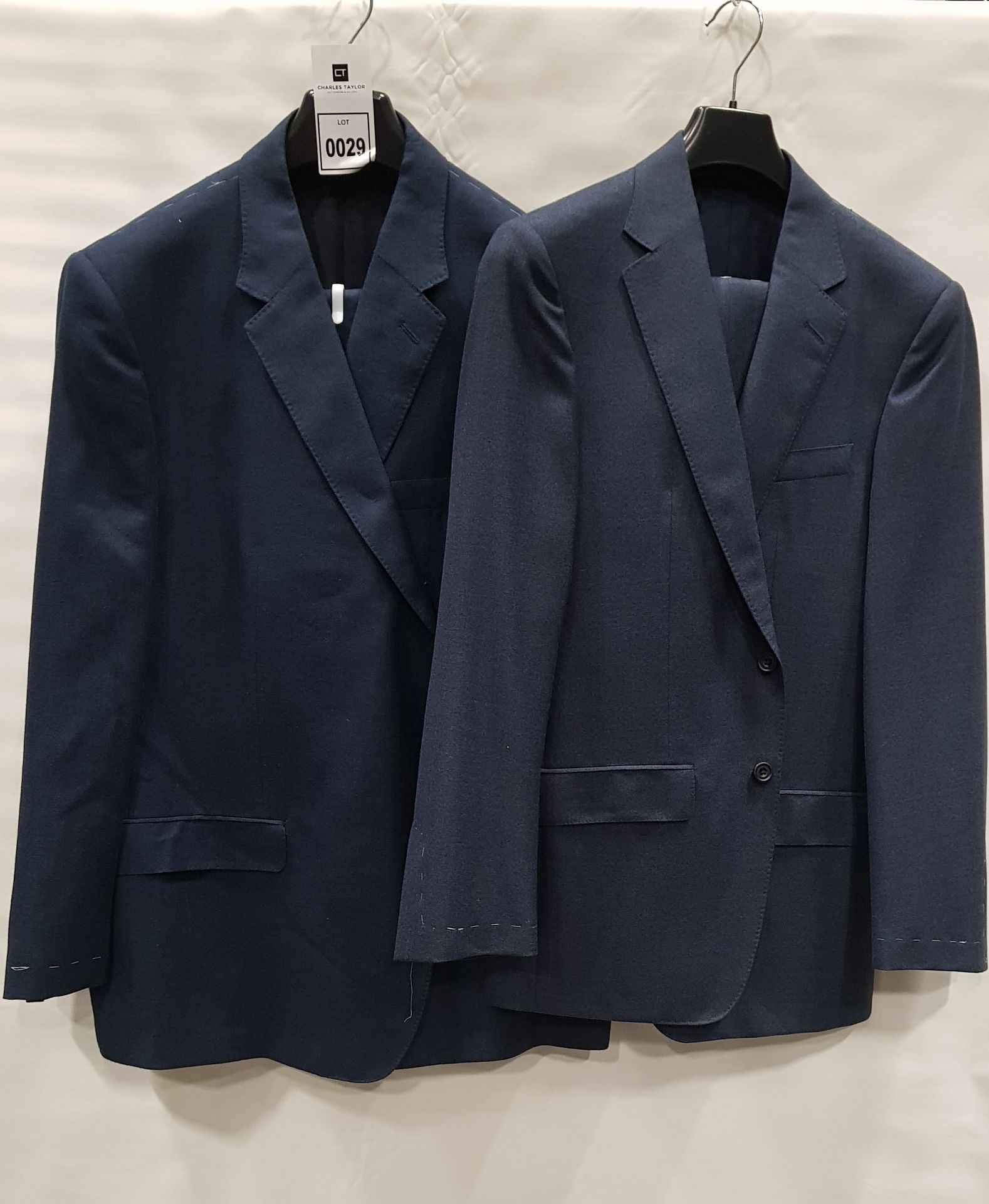 3 X BRAND NEW LUTWYCHE 2 PC DARK BLUE SHADES MATCHING SUITS SIZES 52R, 38R, 44R (NOTE NOT FULLY