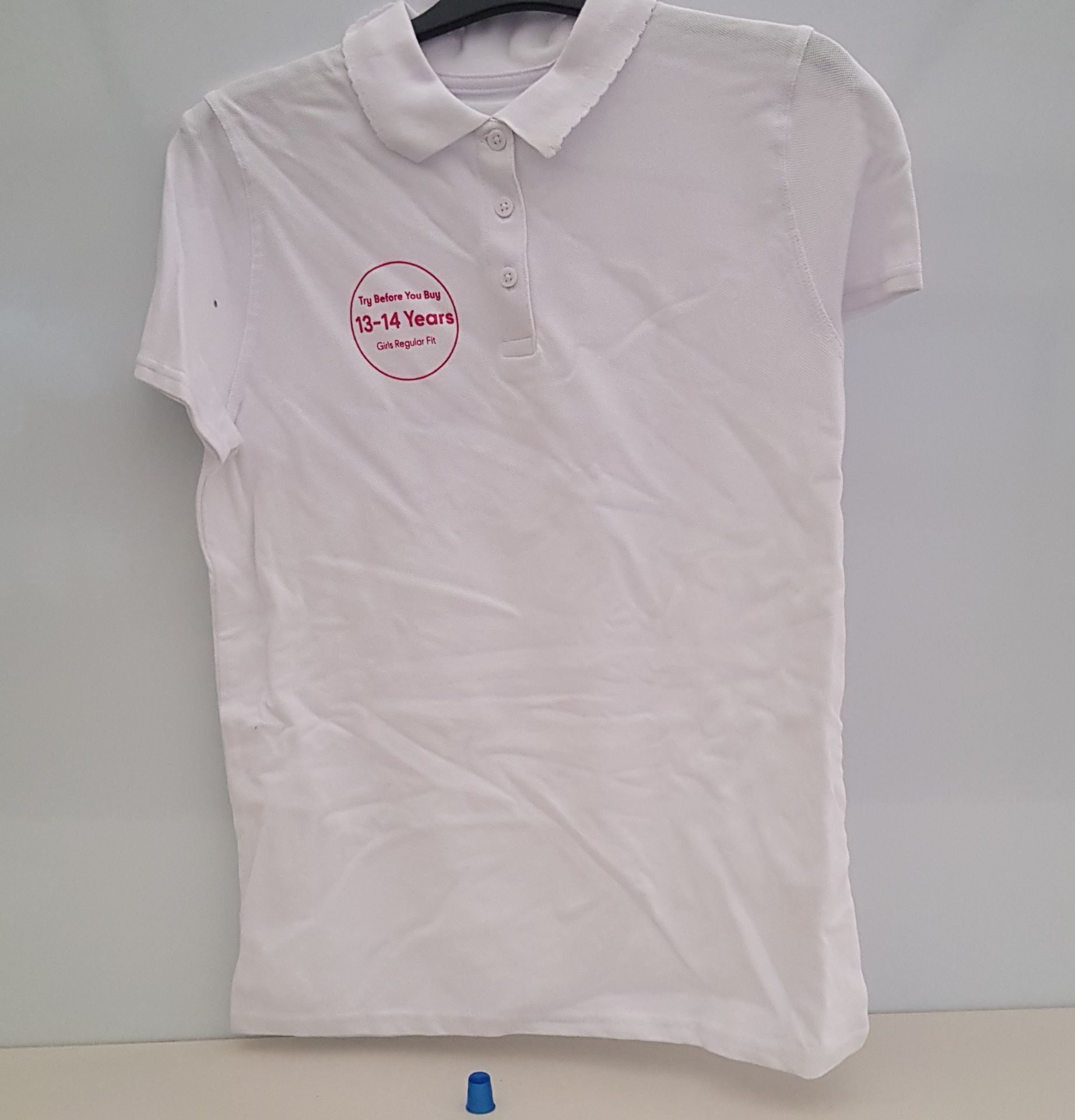 APPROX 200 X BRAND NEW F&F GIRLS KIDS SCHOOL WHITE POLO SHIRTS (EMBOSSED TRY BEFORE YOU BUY) SIZE