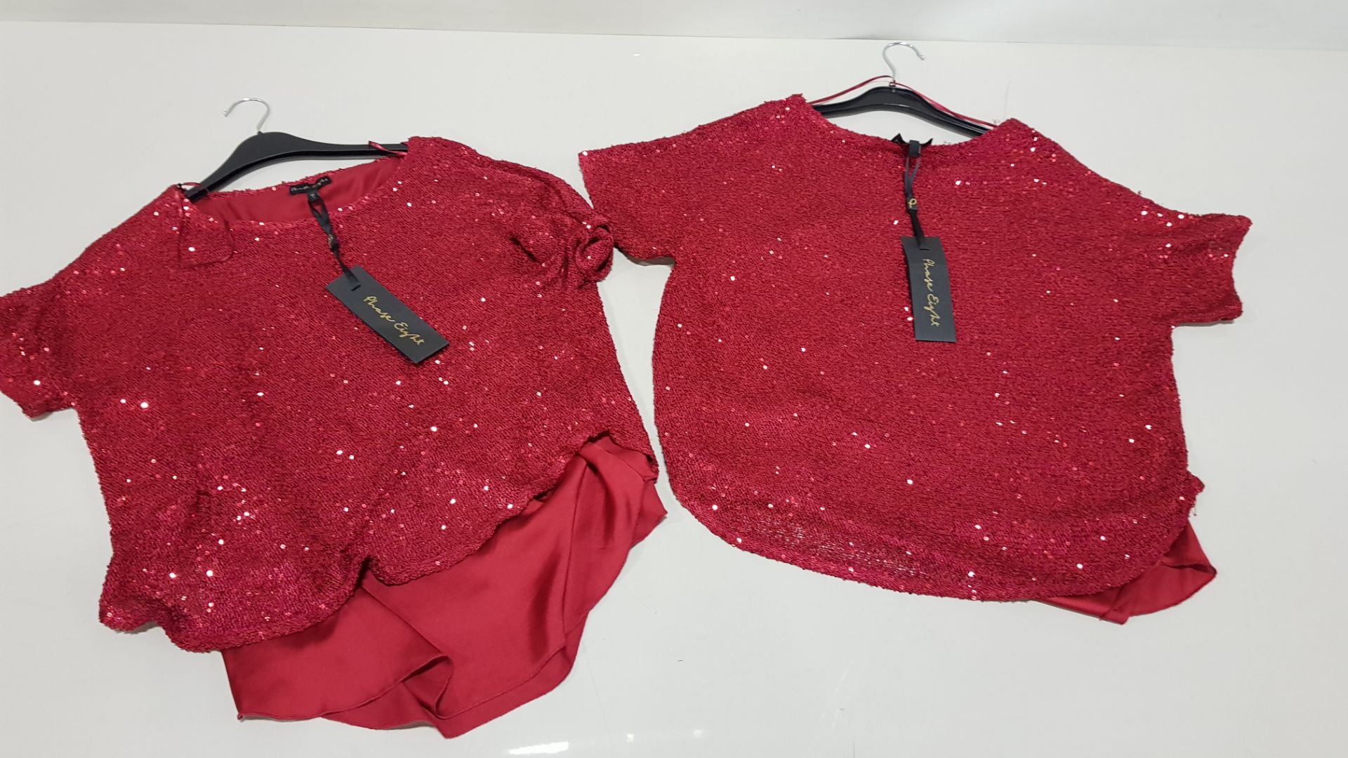 14 X BRAND NEW FAZE 8 MACY RED SEQUENED TOPS UK SIZE SMALL