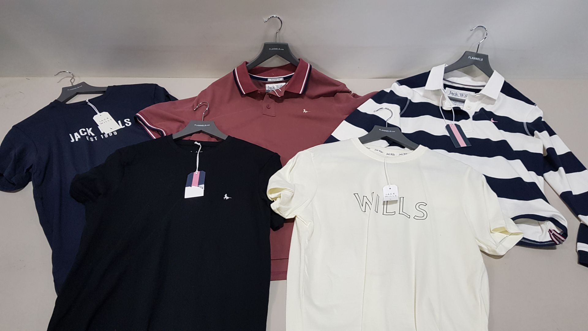 10 PIECE MIXED JACK WILLS CLOTHING LOT IN VARIOUS SIZES CONTAINING LONG SLEEVED POLO SHIRTS,