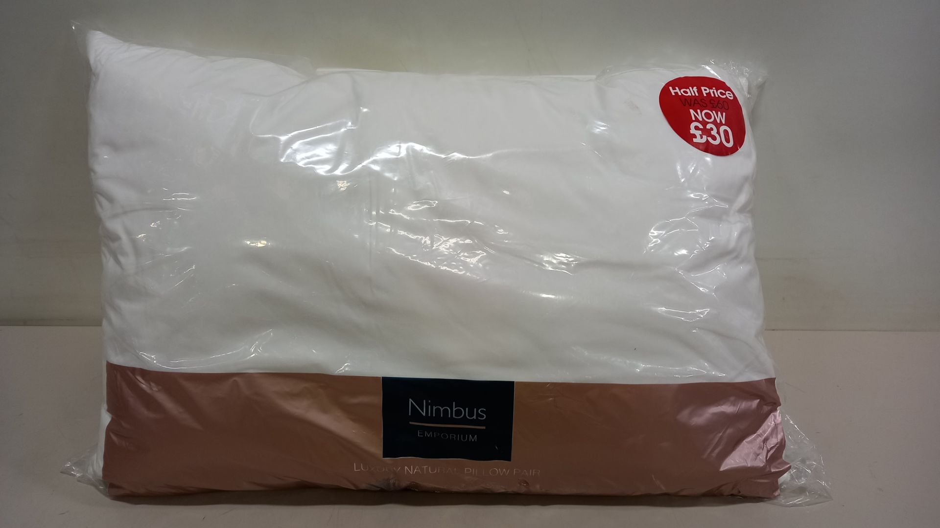 10 X BRAND NEW (5X2) NIMBUS EMPORIUM SOFTENED WHITE DUCK FEATHER LUXURY NATURAL PILLOW 48 X 74CM