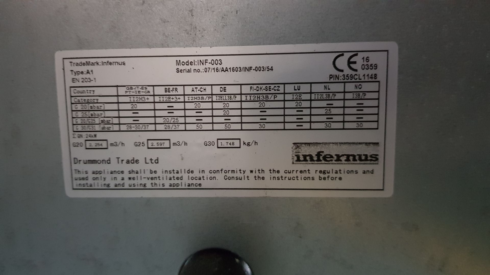 INFERNUS STAINLESS STEEL DOUBLE BASKET GAS FRYER (MODEL INF-003) - Image 2 of 2