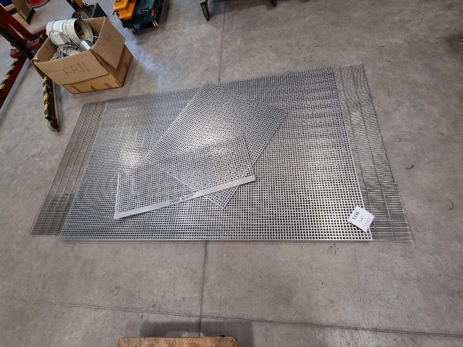 Sheet of 10mm square, 15mm pitch inline perforated 304 stainless steel, 2mm thick 1950 x 1250mm