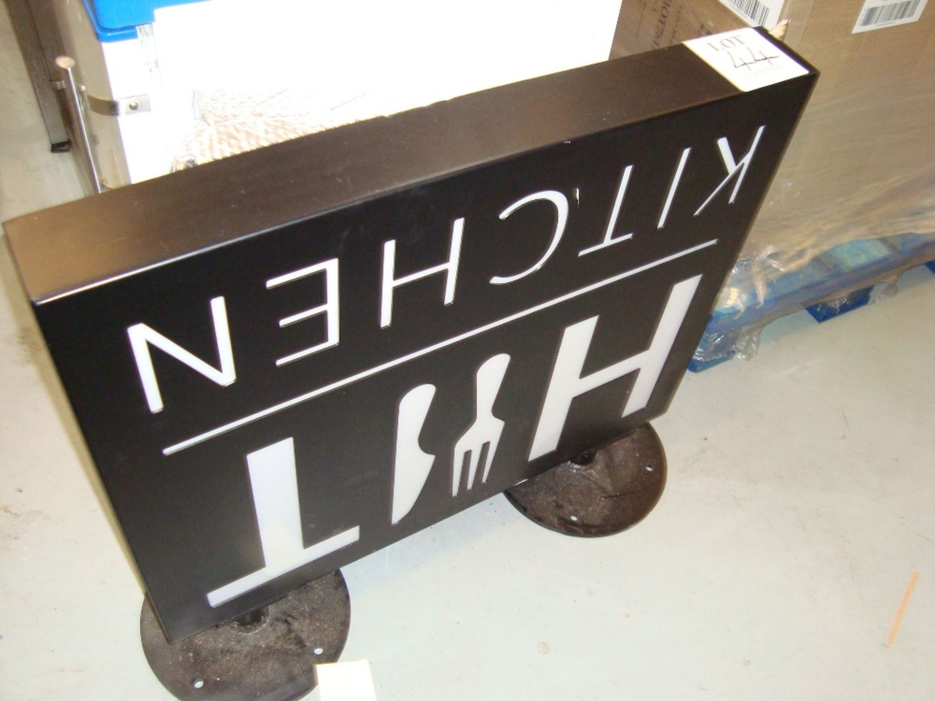 A steel framed electric sign