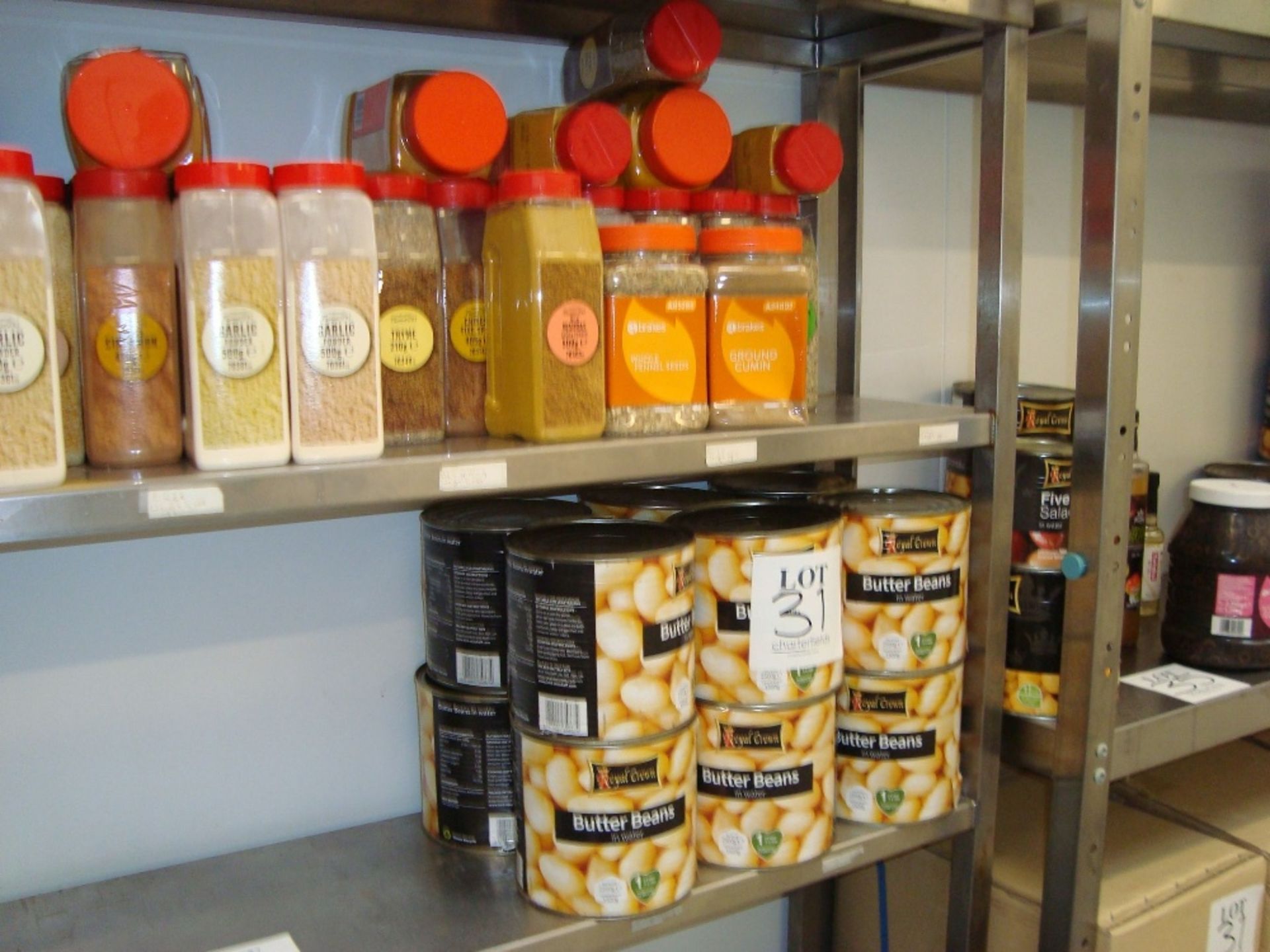 A quantity of non-perishable food stock including canned vegetables, flour, coconut milk, pasta, - Image 4 of 7
