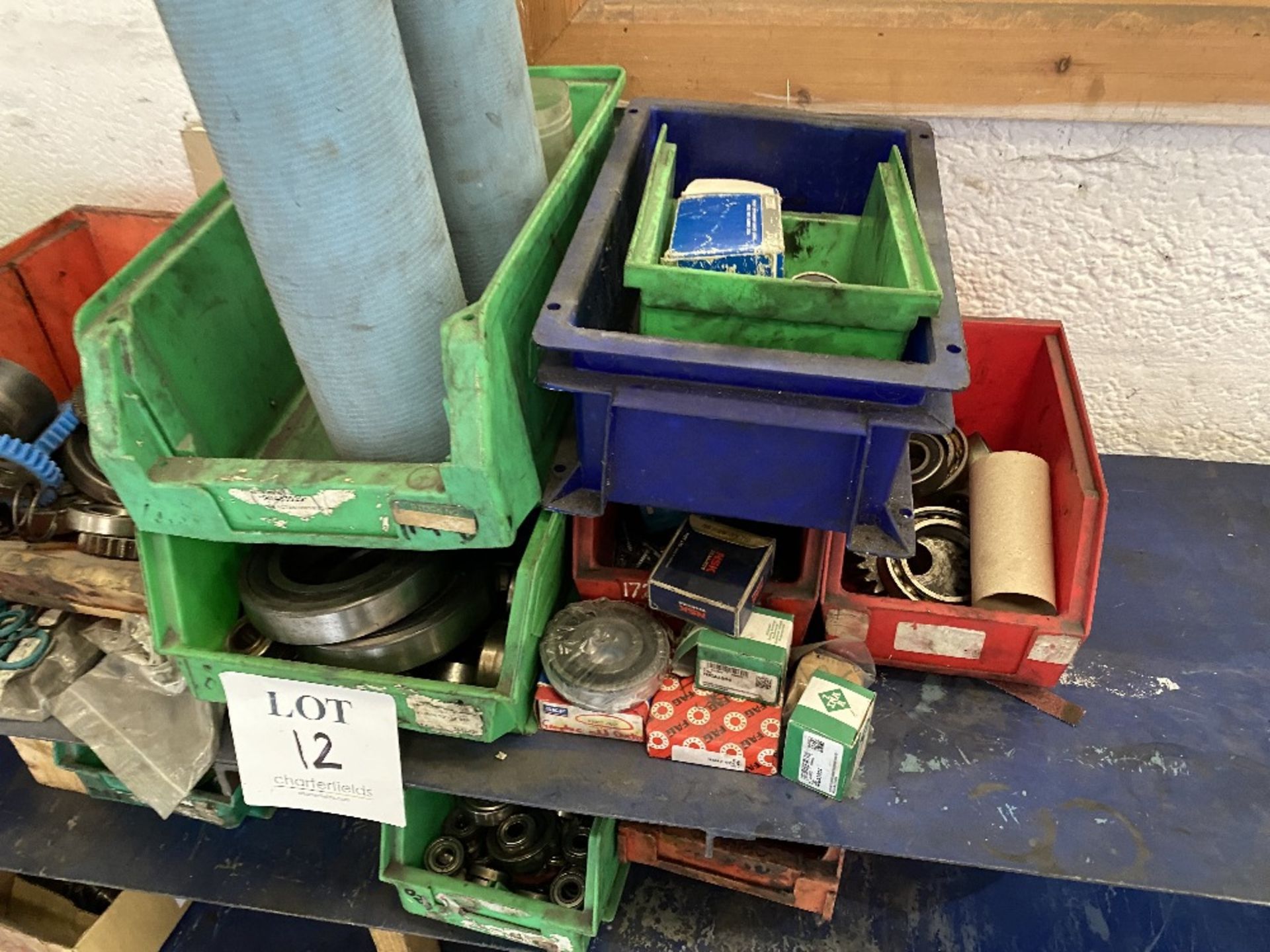 Five tier metal shelving unit with contents comprising assorted bearings, gears and springs - Image 4 of 5