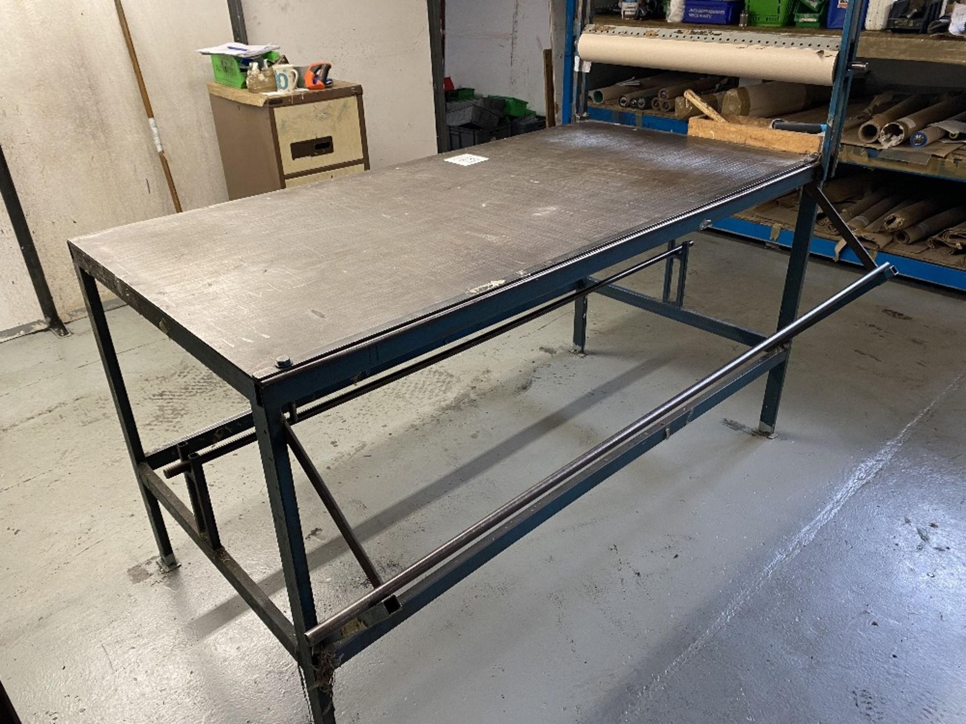 Purpose built metal packing table (92cm x 183cm) - Image 2 of 2