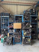 28 - Stillages and two tier single bay of racking and contents comprising SM102, SM74, SMCD74,