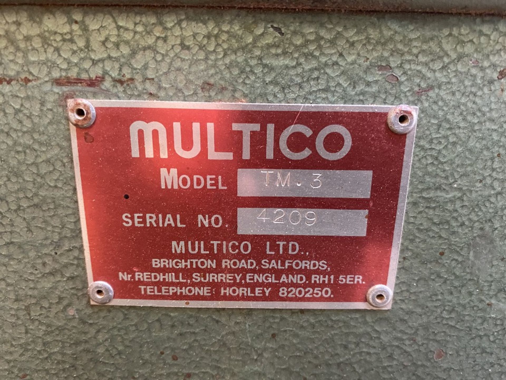 Multico TM.3 tenoner, Serial Number 4209 (METHOD STATEMENT AND RISK ASSESSEMENT REQUIRED PRIOR TO - Image 4 of 4