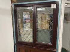 Mahogany upvc glazed window with left hand opener, with key, approximate size 120cm high x 120cm