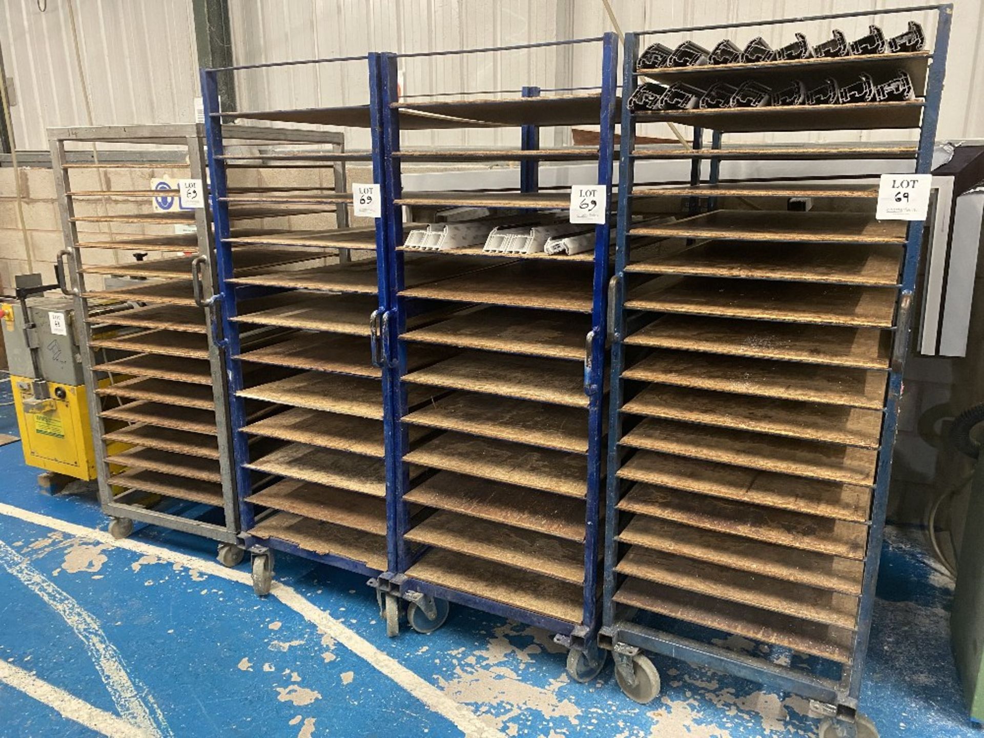 4 - Multi tier steel frame mobile trolleys