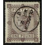 GB.QUEEN VICTORIA 1867-83 £1 brown - lilac wmk Maltese Cross, SG129, very fine used with choice