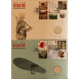 GREAT BRITAIN COIN COVER COLLECTION. A wide ranging selection of covers which include 'The Great War