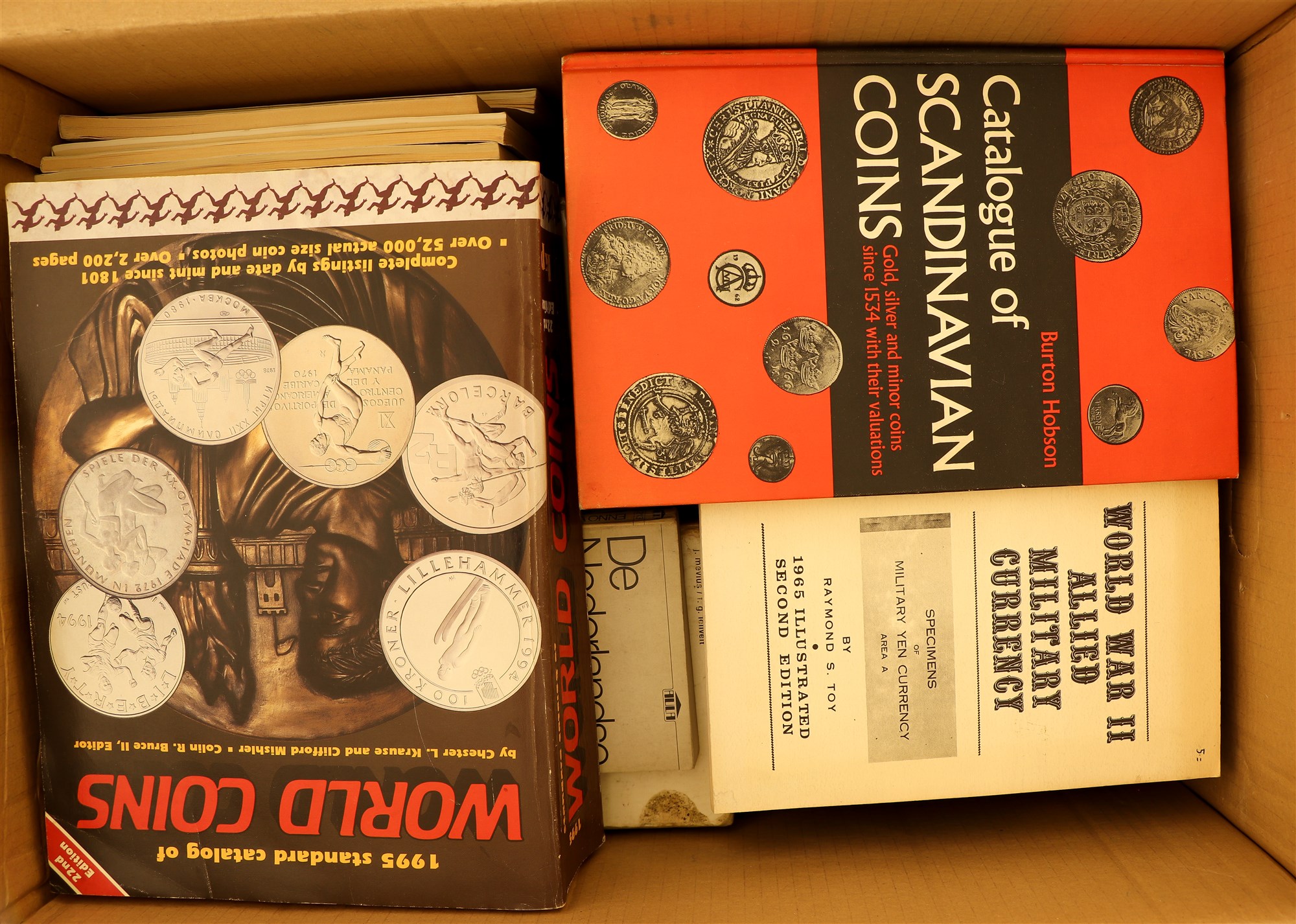 NUMISMATIC LITERATURE in a large box, includes various catalogue & handbooks, 1976 Gold Coins of