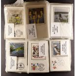 GREAT BRITAIN BENHAM SILK POSTCARD SETS FIRST DAY YEAR SETS for 1982, 1983, 1984 & 1989, then UNUSED