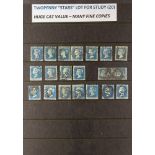 GB.QUEEN VICTORIA 1854 - 1858 2D BLUE PERF. 'STARS' dealers page PTSA £225 of 20 used examples