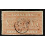 GB.QUEEN VICTORIA 1867-83 £5 orange on blued paper, wmk Anchor, SG133, very fine used with small