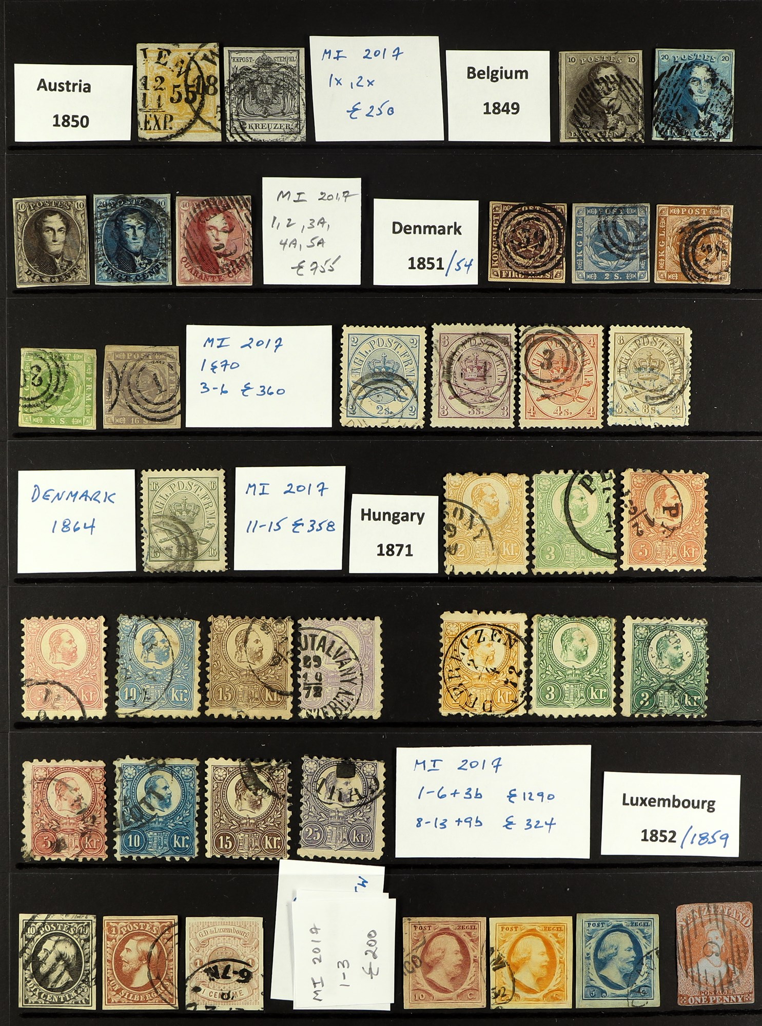 COLLECTIONS & ACCUMULATIONS EUROPEAN 1850-71 USED CLASSICS attractive range of generally clean