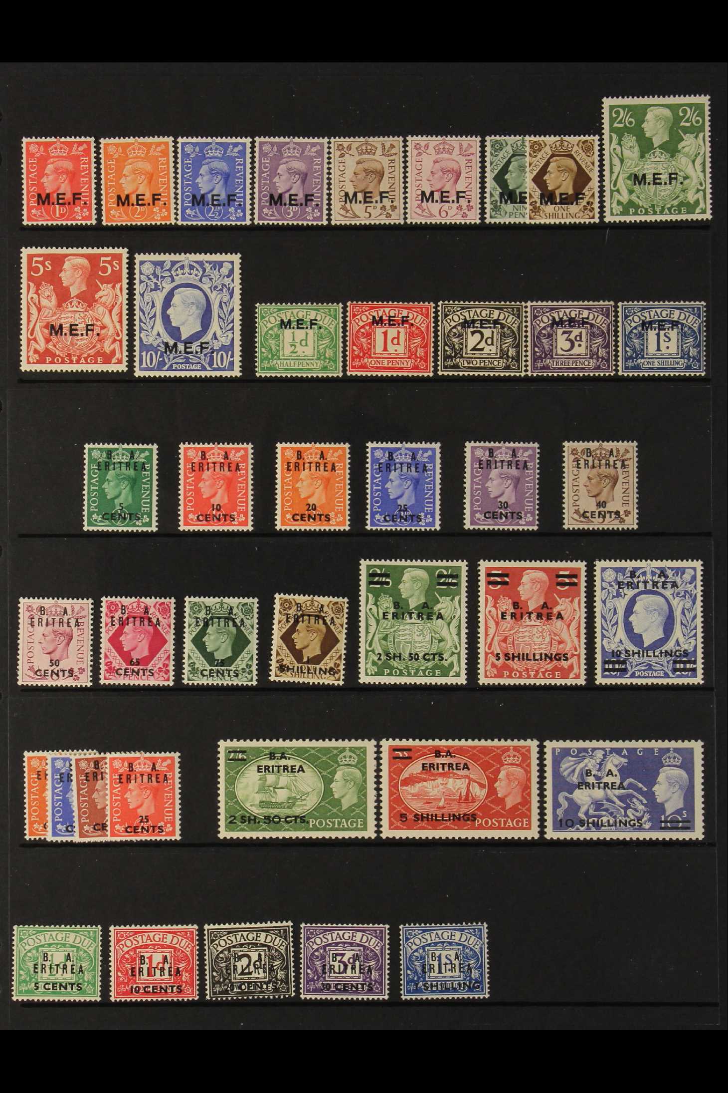 BR. OCC. ITAL. COL. 1942-50 FINE MINT COLLECTION incl. 1943-47 MEF set, 1950 & 1951 Eritrea sets