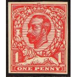 GB.GEORGE V 1912 1d Downey Head die 1B, imperf plate proof, never hinged mint, cat £280 as mint.