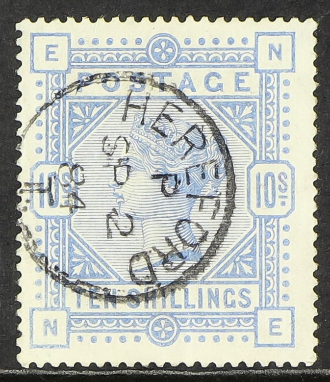 GB.QUEEN VICTORIA 1883-84 10s cobalt on blued paper, SG 177a, fine used with neat Hereford 1884 cds.