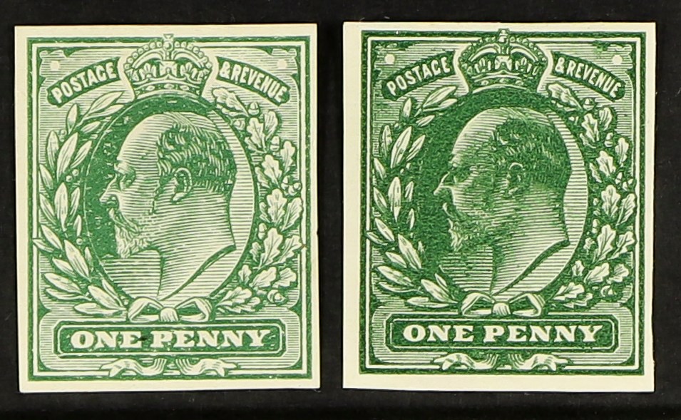 GB.EDWARD VII 1902-11 ½d plate proofs in pale green and in deep green, fine. Cat £160. (2 proofs)