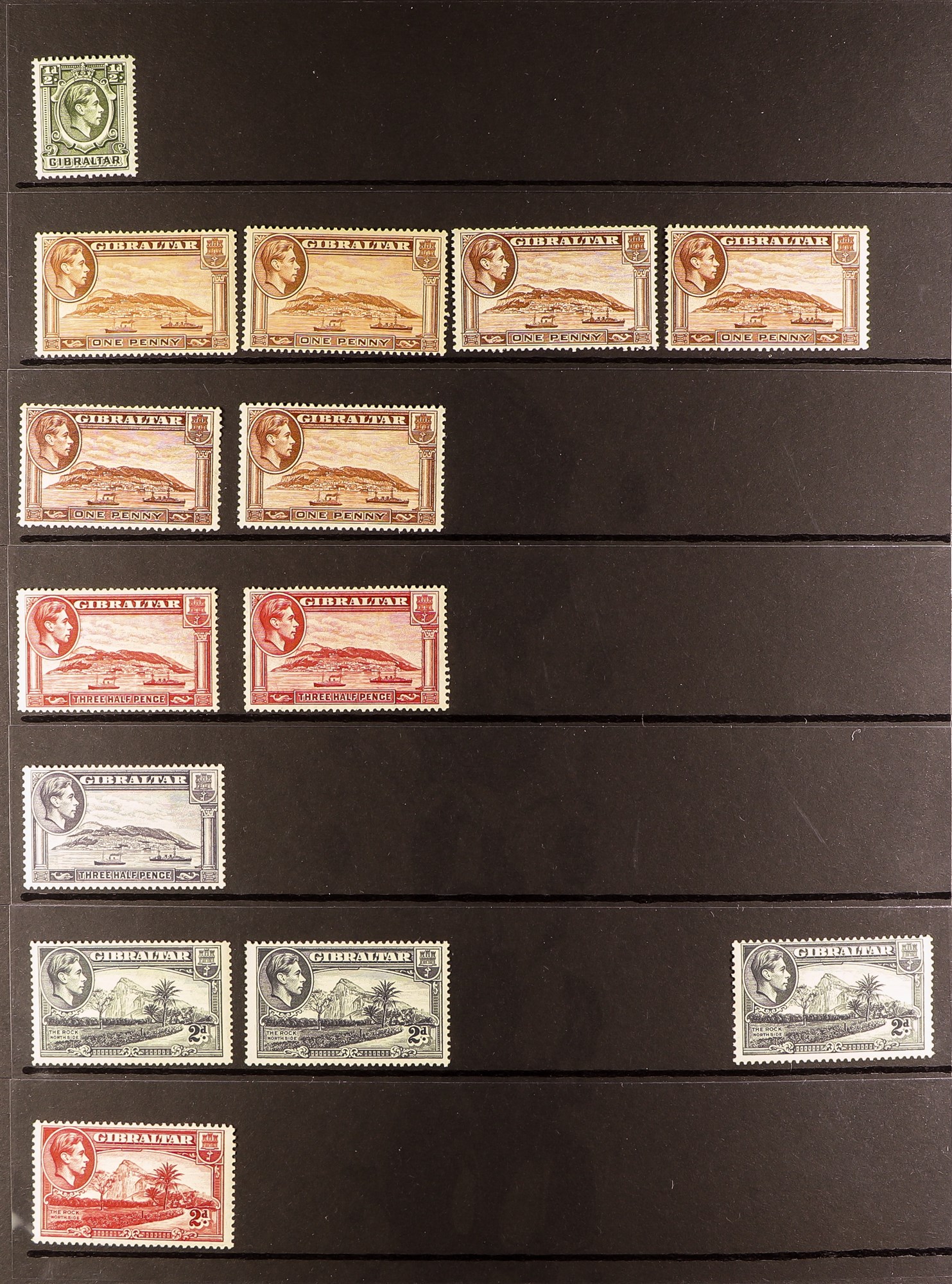 GIBRALTAR 1937-51 FINE MINT KGVI COLLECTION virtually complete incl. most perf changes and most