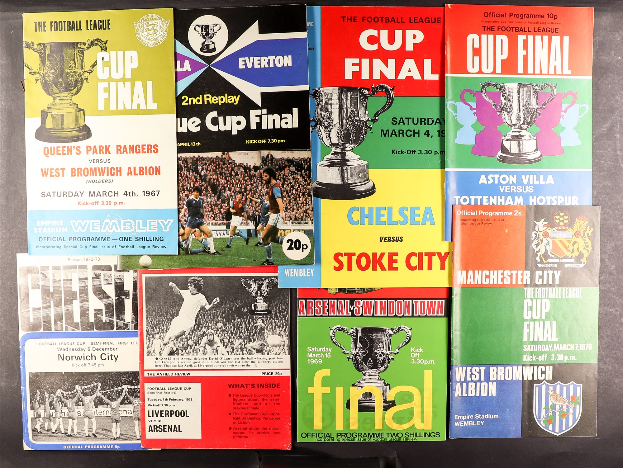 FOOTBALL PROGRAMMES - FINALS AND SEMI-FINALS. Approximately 164 FA Cup and League Cup programmes