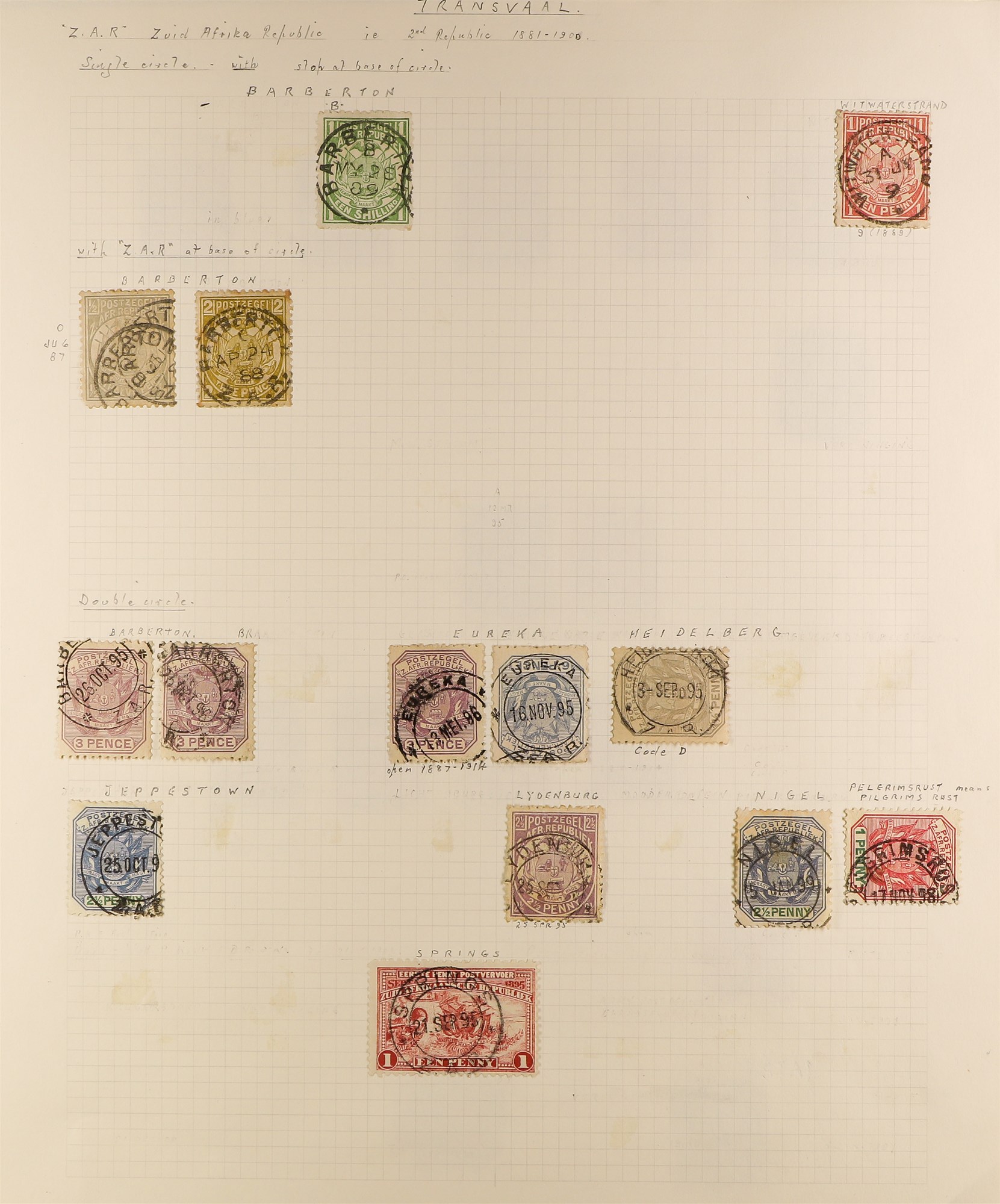 SOUTH AFRICA -COLS & REPS TRANSVAAL POSTMARKS COLLECTION written up on pages, with clear to fine - Image 3 of 7