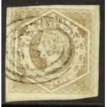 AUSTRALIAN STATES NEW SOUTH WALES 1854-59 6d greyish brown Diadem, watermark "8", SG 96a, clear to