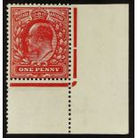 GB.EDWARD VII 1911 Harrison 1d intense rose-red, SG Spec. M7 (3), lower right corner example,