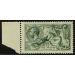 GB.GEORGE V 1913 £1 green Seahorse, SG 403, superb never hinged with left sheet margin, signed E.