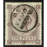 GB.QUEEN VICTORIA 1867-83 £1 brown-lilac, SG 129, attractive with neat Glasgow 1882 cds. Cat £4500 +