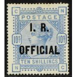 GB.QUEEN VICTORIA OFFICIALS - I.R. INLAND REVENUE 1890 10s ultramarine, S.G.O10, mint with large