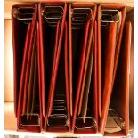 THE STUART GOLD CREST BINDERS Eight empty matching 4-ring binders - three gold and five red. (8