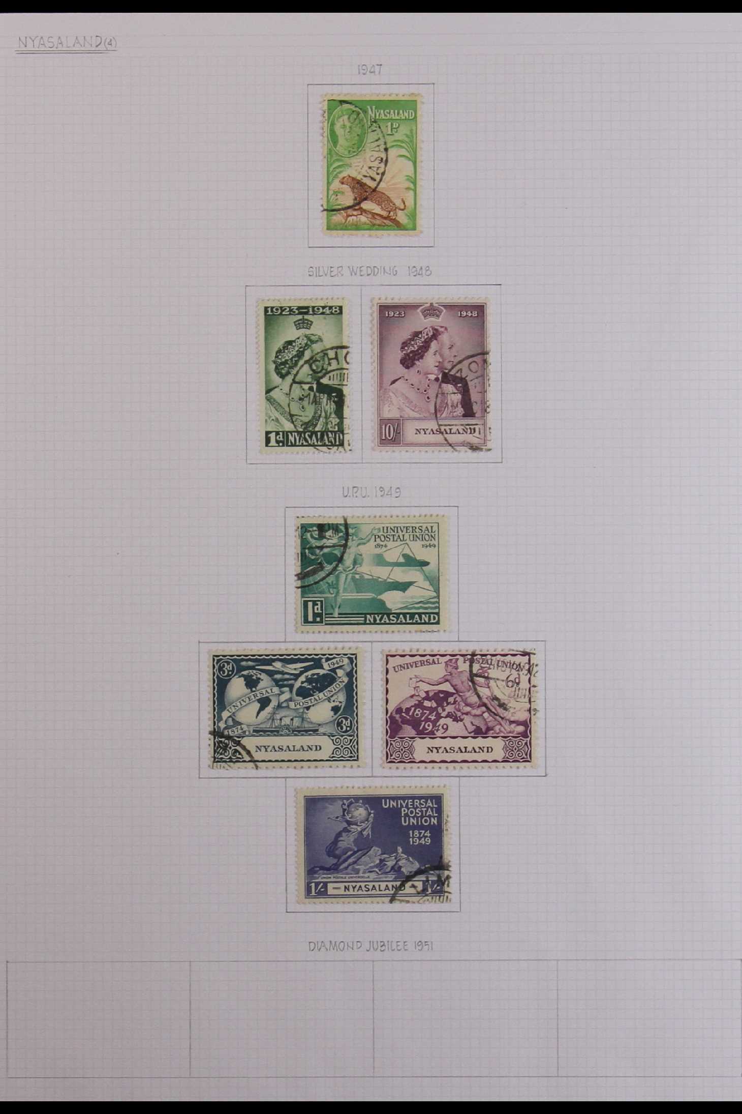 NYASALAND 1934-51 fine used complete basic run from 1934-35 KGV definitive set to 1951 Diamond - Image 4 of 5