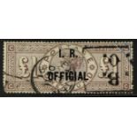 GB.QUEEN VICTORIA OFFICIAL - I.R. INLAND REVENUE 1890 £1 brown-lilac, watermark Orbs, S.G. O12, with