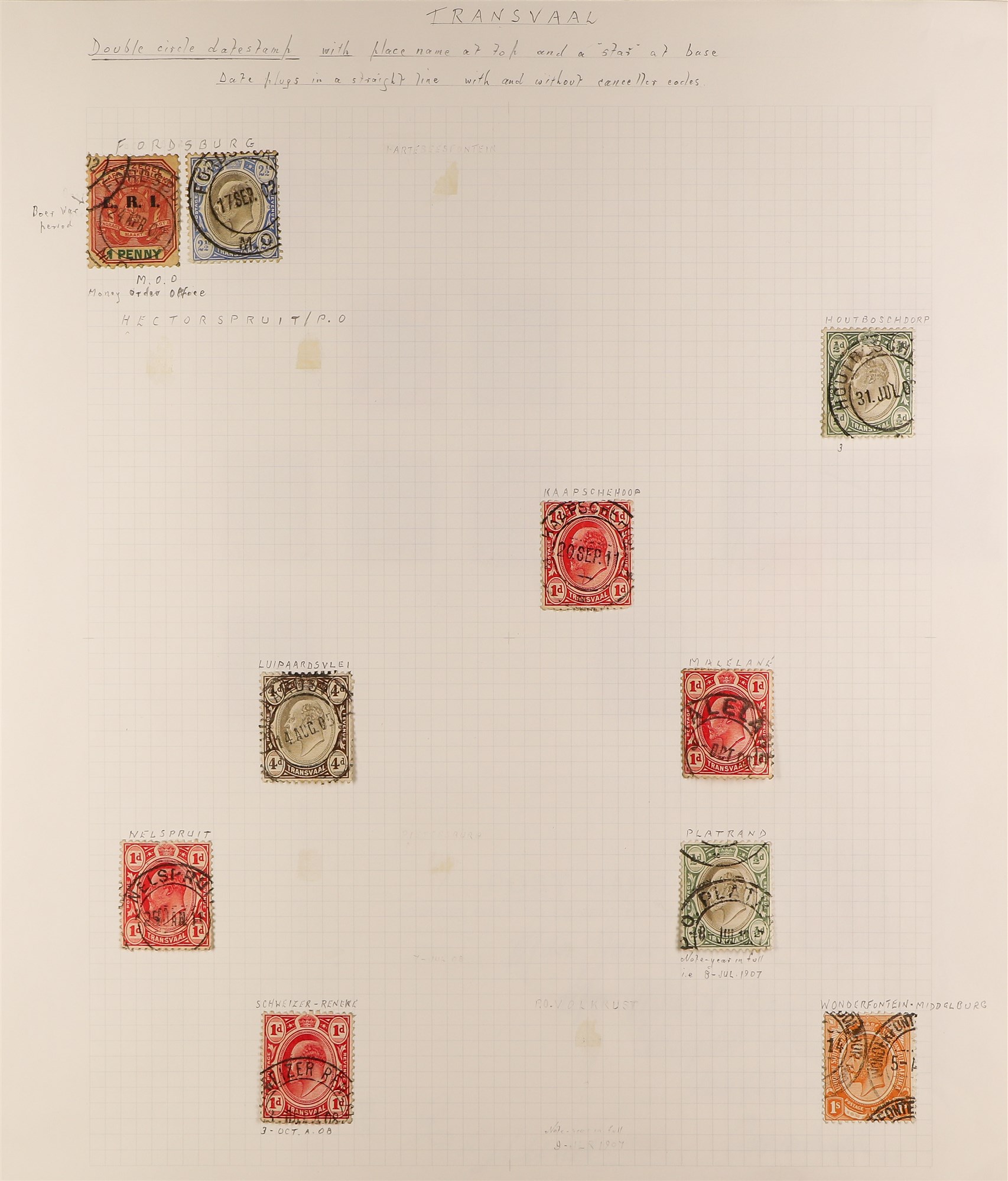 SOUTH AFRICA -COLS & REPS TRANSVAAL POSTMARKS COLLECTION written up on pages, with clear to fine - Image 6 of 7