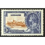 GIBRALTAR 1935 3d brown and deep blue Silver Jubilee, Lightning conductor, SG 115c, dine mint.