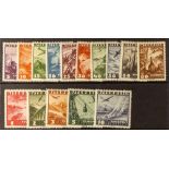 AUSTRIA 1935 Air set, Mi. 598/612, never hinged mint. Cat €190. (15 stamps)