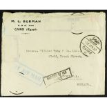 EGYPT 1937 IMPERIAL AIRWAYS "CYGNUS" AIR CRASH MAIL (December) envelope Cairo to London, stamps